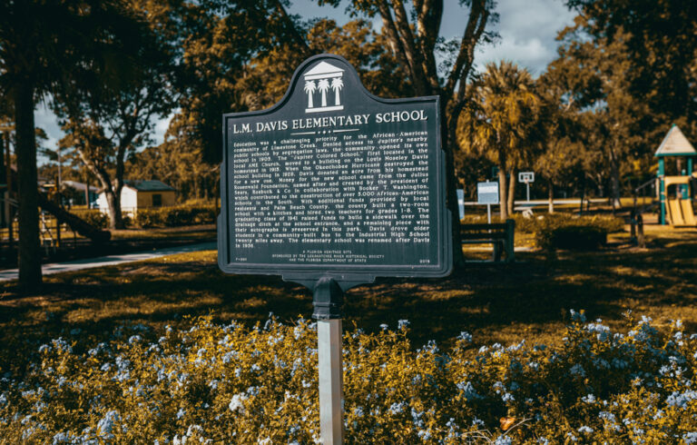 L.M. Davis Elementary School historic marker. Photo credit: Daniel Fortune