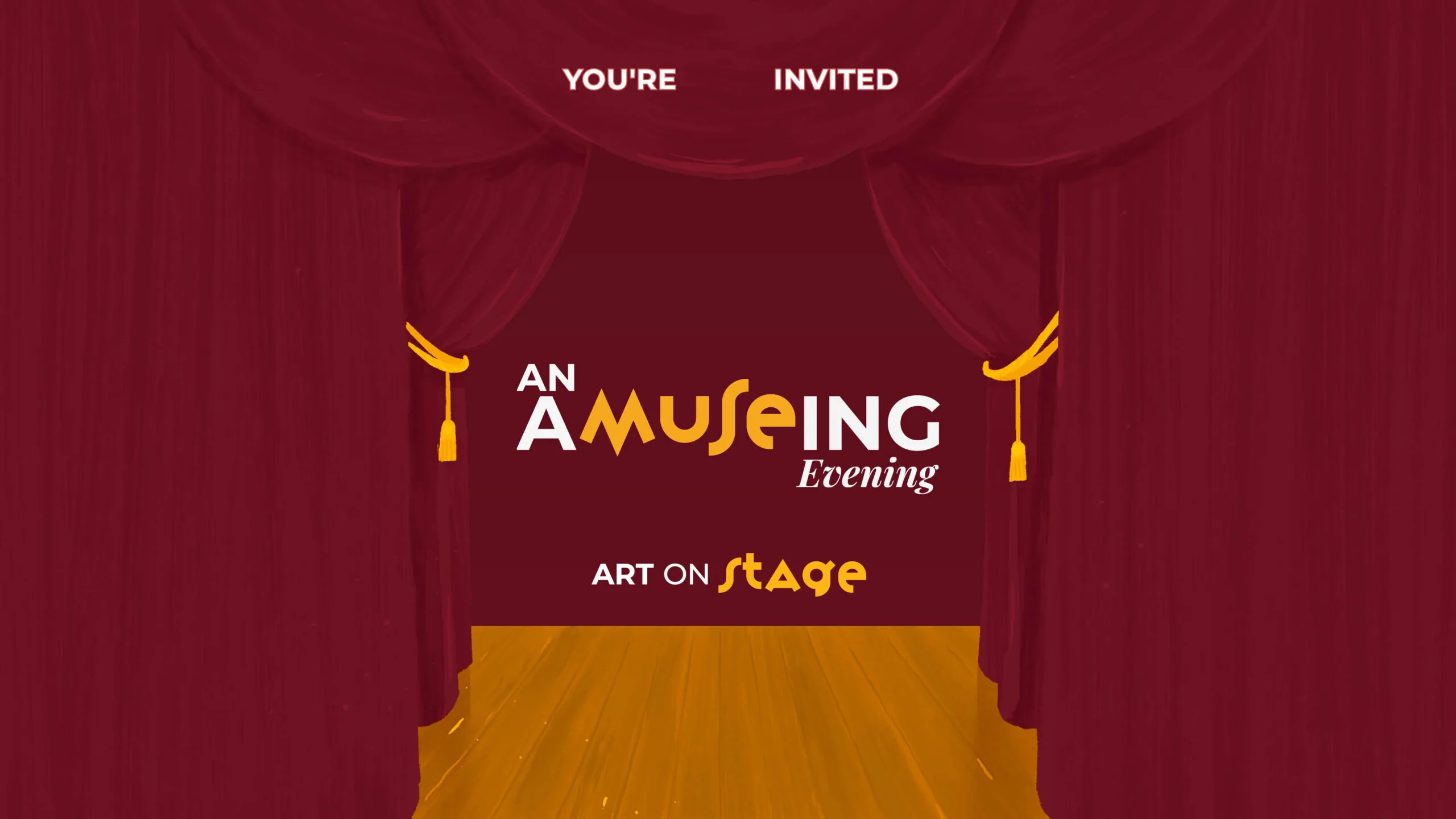 An A-Muse-ing Evening 2026 Logo & Curtain Treatment